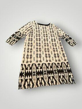 MNG Suit ~ Beige and Black Geometric Pattern Dress Size 6